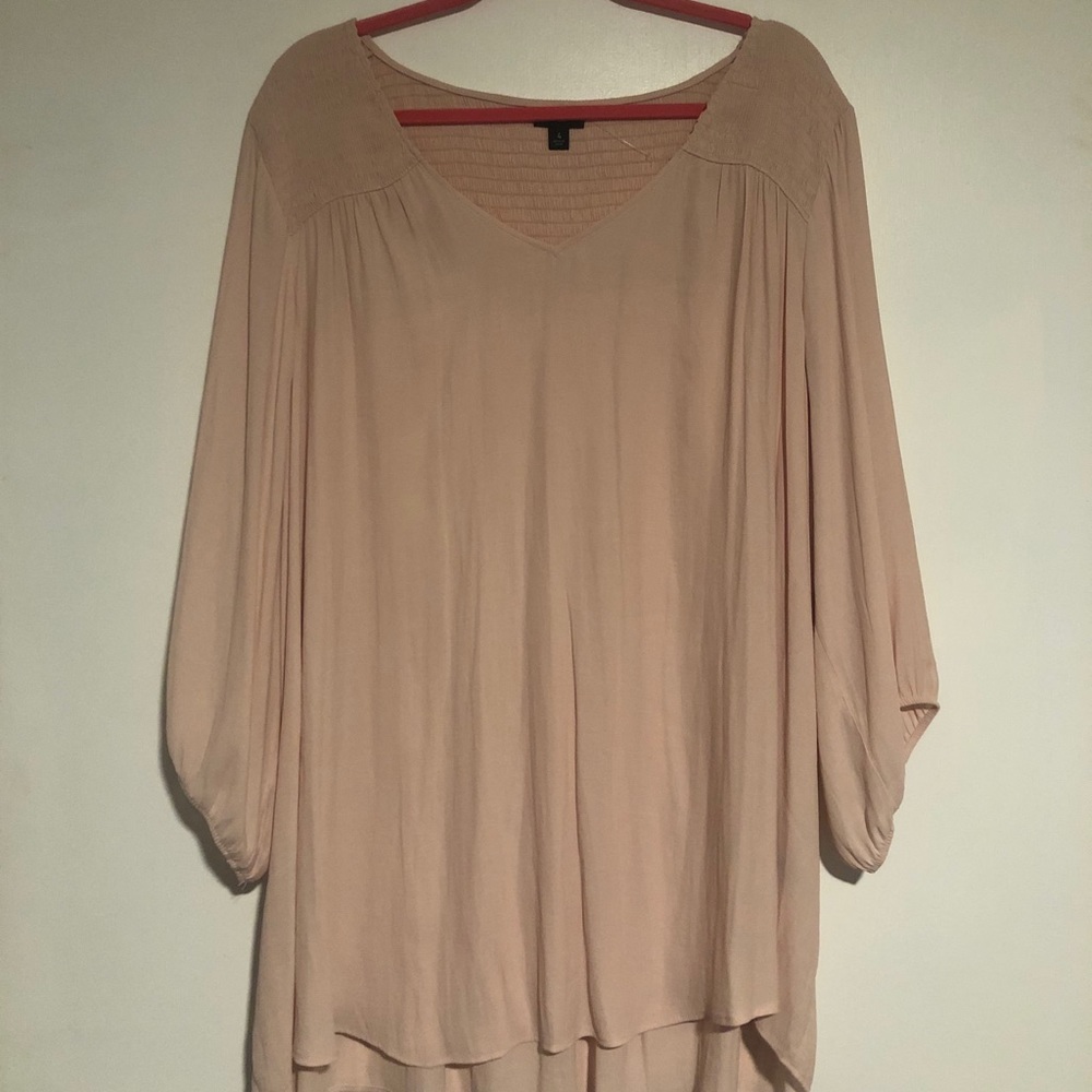 Smocked crepe tunic